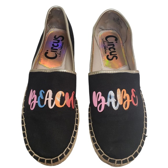 Sam Edelman Circus Beach Babe Slip On Flats Black Canvas Size 7.5 M - Picture 1 of 9